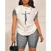 YYFS Pantaloni da donna alla moda casual, estivi e primaverili, a maniche corte, con scollo a V