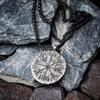 Vintage Men Vegvisir Compass Pendant Necklace Nordic Odin Rune Stainless Steel Necklace For Men Retro Amulet Jewelry