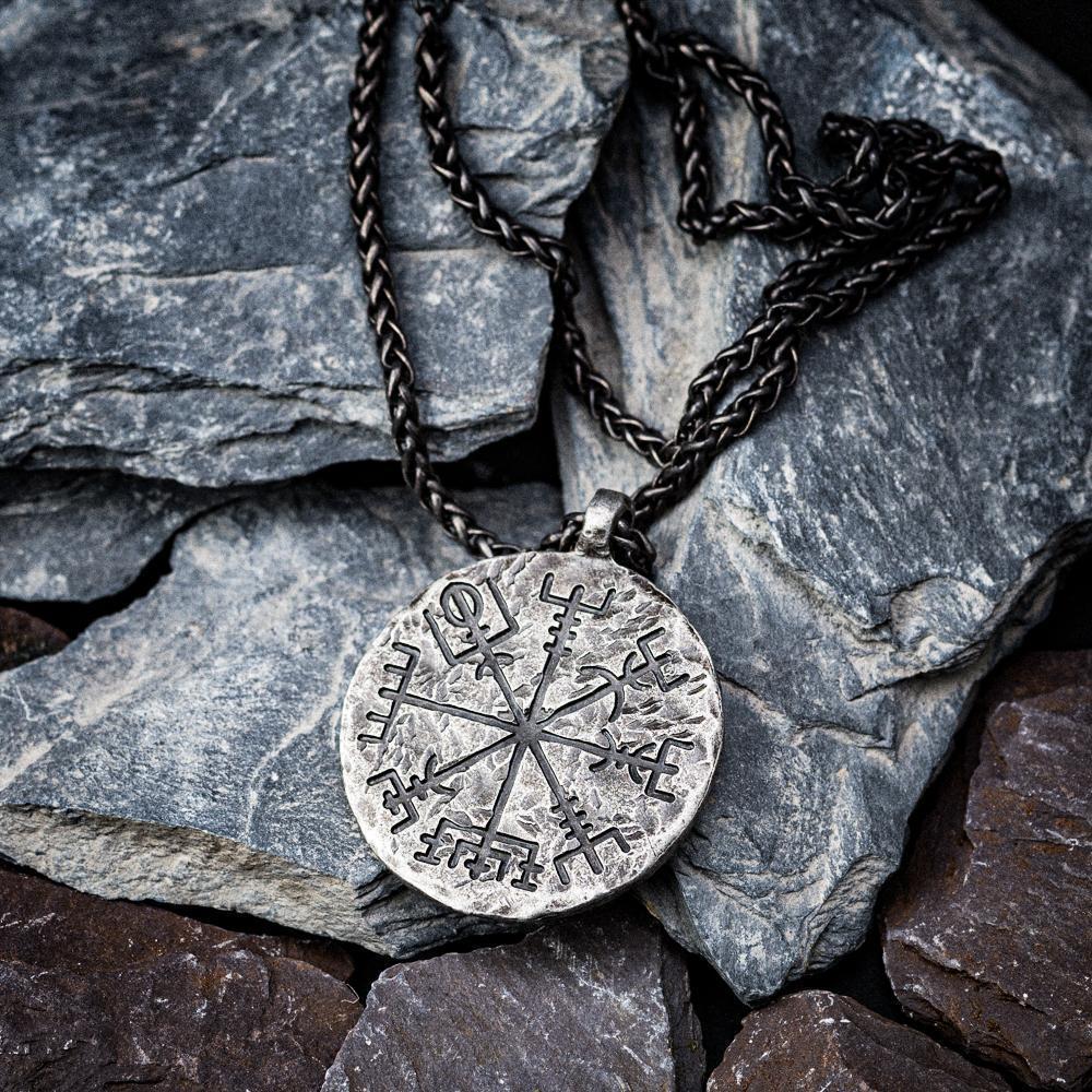 Vintage Men Vegvisir Compass Pendant Necklace Nordic Odin Rune Stainless Steel Necklace For Men Retro Amulet Jewelry