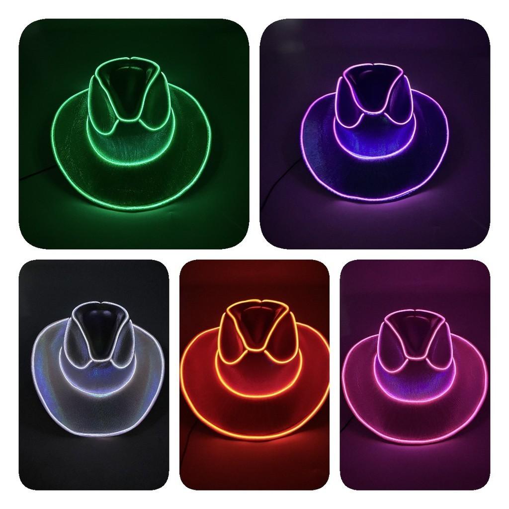 Dazzling Sequin Light-up Cowboy Hat For Parties And Performances In Vibrant Colors