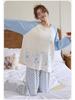 Women's Cloud Cotton Long-Sleeve Pajama Set with Chest Pads - Cute Cartoon Design for Autumn/Winter