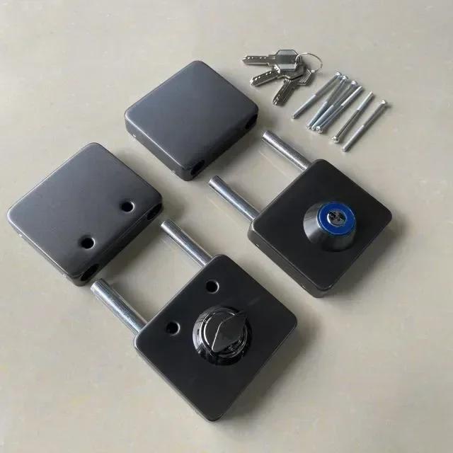 1 Set Double Open Sliding Door Lock Stainless Steel Glass Door Lock with Keys Lockset Office Glass Gate Security Hardware