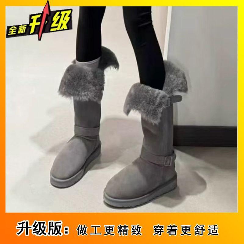 

Модные универсальные удобные повседневные зимние сапоги 2025 осень-зима новая ниша декоративная пряжка на ремне бархатные длинные сапоги 40