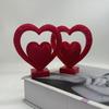 Doppelherz-Skulptur 3D-gedruckte rote Herzfigur Romantische Tischdekoration für Jahrestag Zuhause Schreibtisch Regal Dekoration Hochzeit Romantische Geschenke für