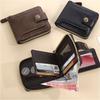 Men Vintage PU Leather Wallet Zipper Bifold Short Wallet Multi Card Holder ID Window Coin Pocket Snap Closure Casual Business Wallet