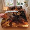 3pcs Anime Lion Warrior Comforter Set with 1 Quilt Cover & 2 Pillowcases (No Core) - Festive Gift for Bedroom Decor, Polyester Fabric, Cartoon Design.