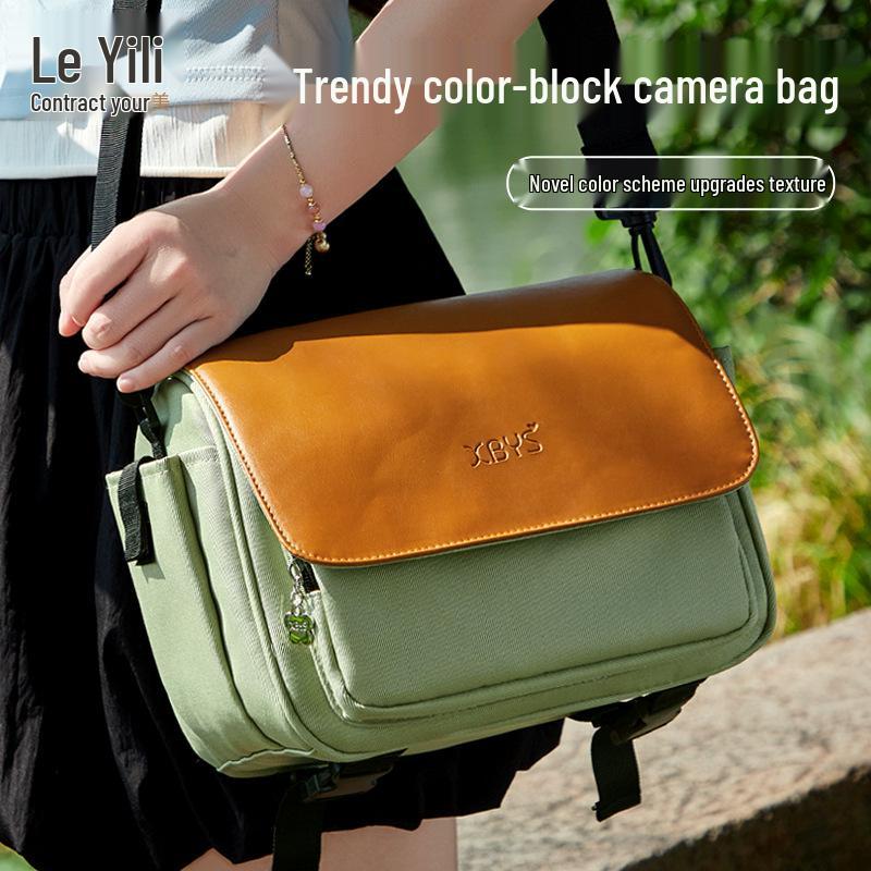 Borsa a tracolla per fotocamera a blocchi di colore Accompanying Life - Grande capacità, adatta per DSLR, Fujifilm, Canon