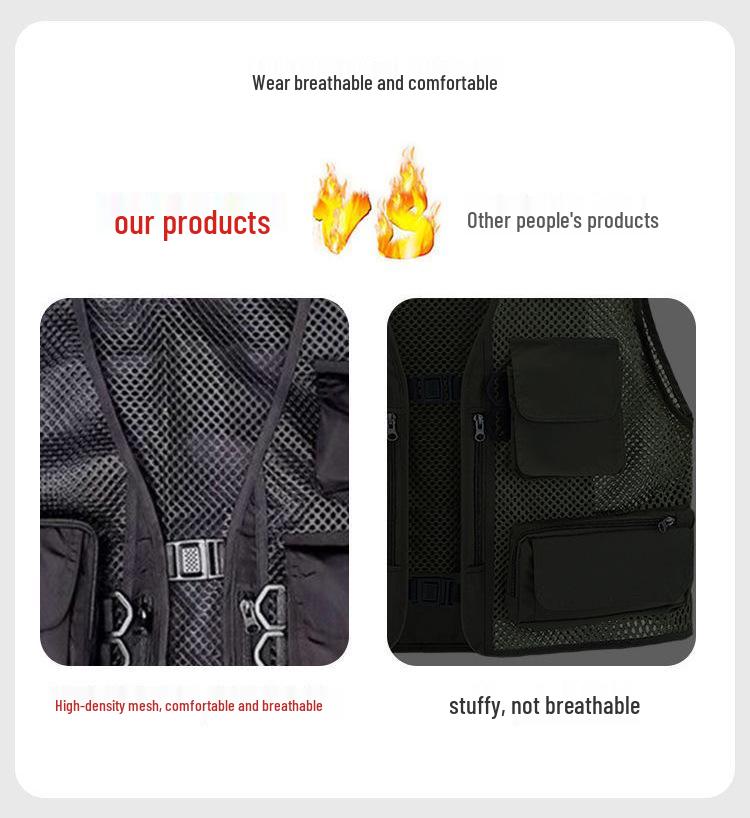 Men's Breathable Multi-Pocket Workwear Vest - Customizable Logo for Outdoor Volunteers