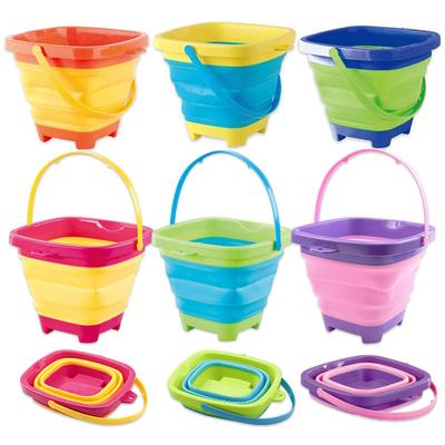 1pcs Children's Beach Bucket , Summer Outdoor Beach Toys, Foldable Bucket Portable Silicone Bucket Children's Beach Games