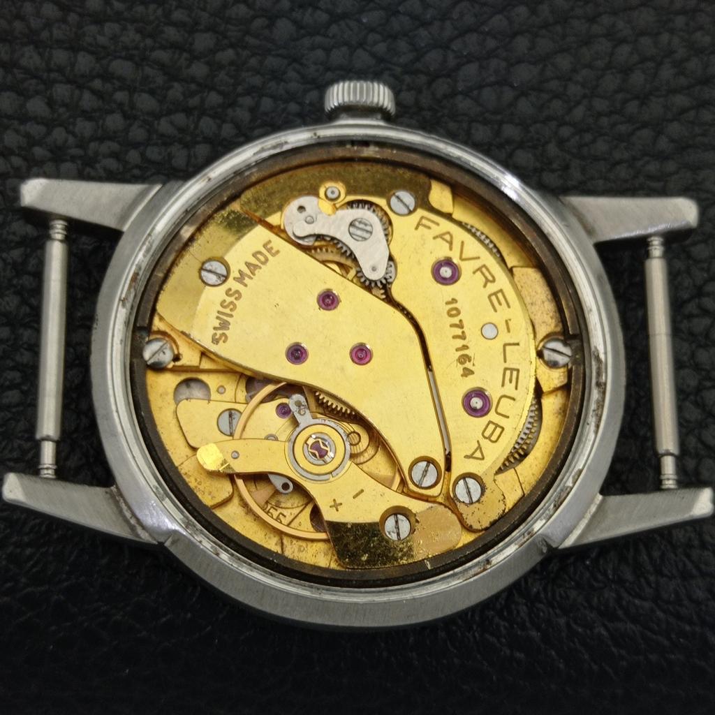 VINTAGE FAVRE LEUBA TWIN POWER 253 HAND-WINDING SWISS MENS GREEN WATCH A702048-5 R208-a702048