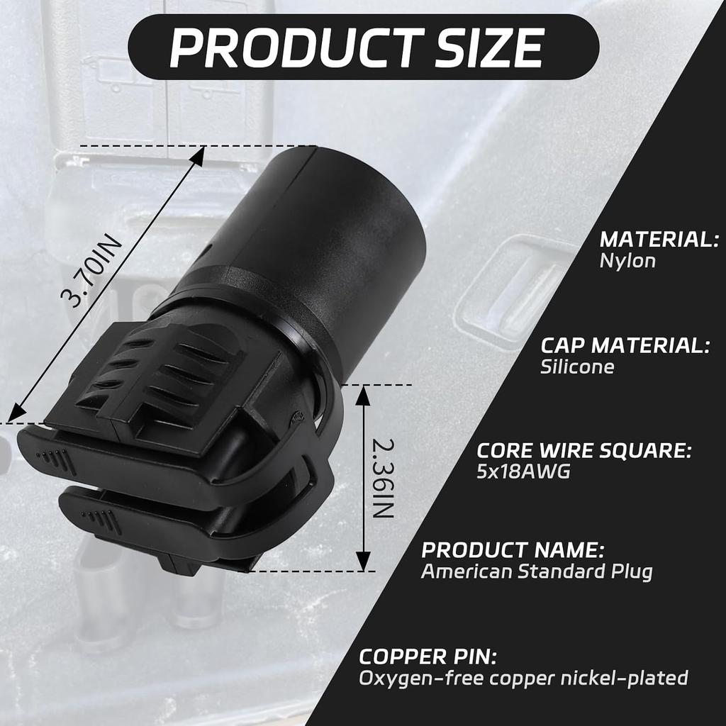 Trailer Plug Adapters, 7 Pin Round to 4 Pin and 5 Pin Flat Blade Trailer Adapter, Waterproof 2-in-1 Design Flat Blade Trailer Connector Plug for