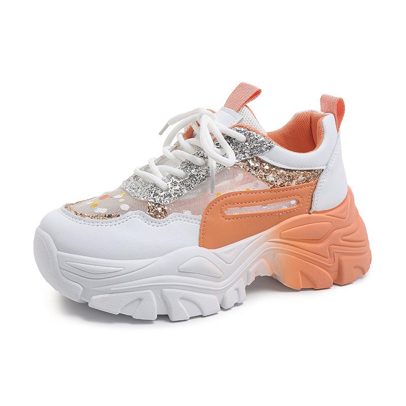 New board shoes summer season casual thick-soled wear-resistant mesh color matching student dad shoes college style