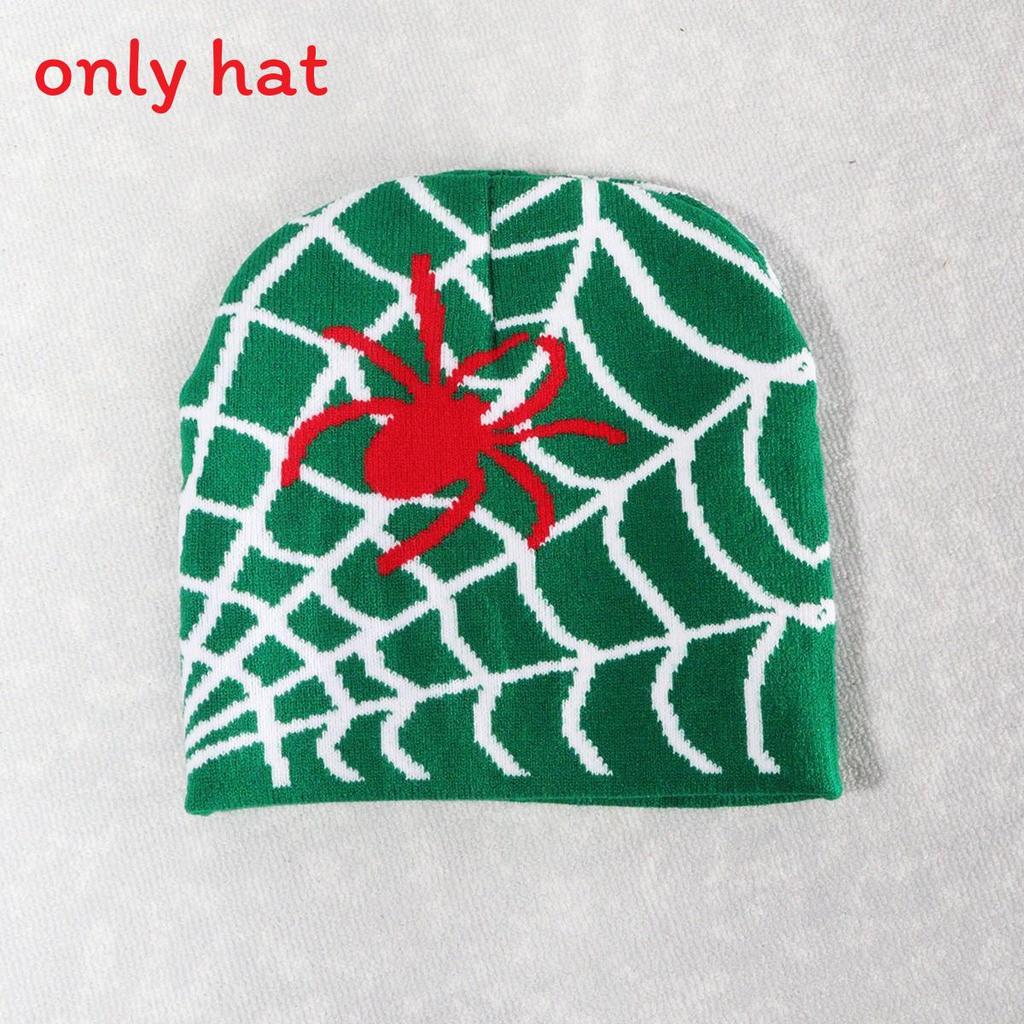 Spider Pattern Knit Beanie For Men And Women Warm Streetwear Fashion 2023