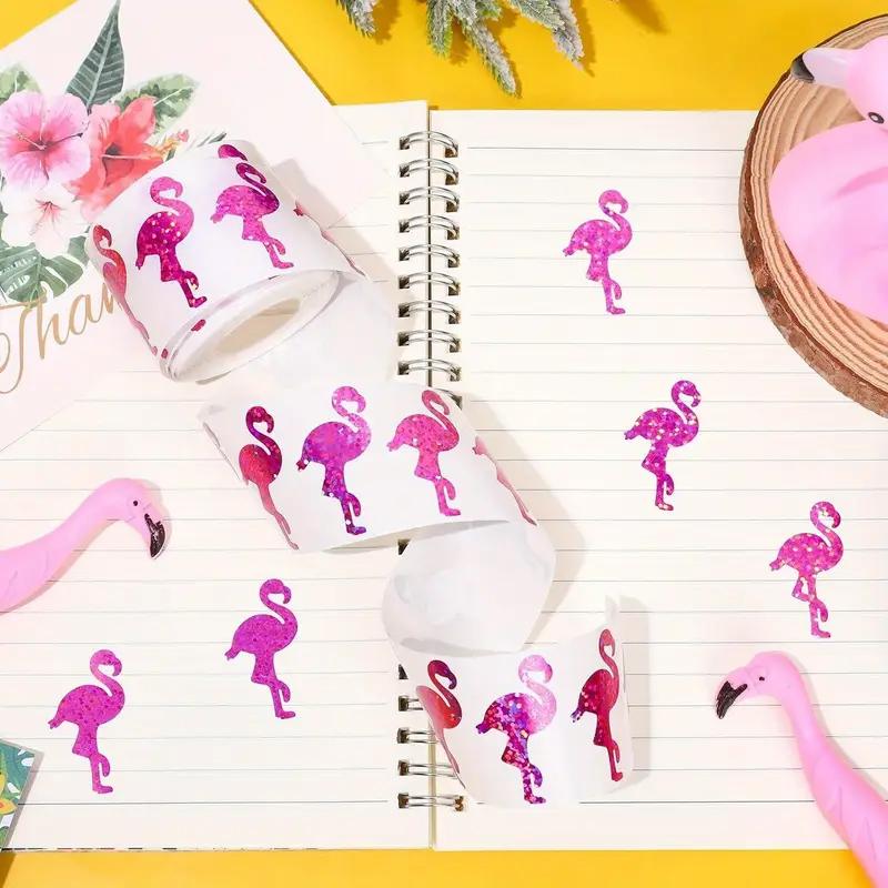 100-500pcs Glitter Pink Flamingos Stickers Party Gift Wrapping Label Children Scrapbook Cute Stationery Stickers