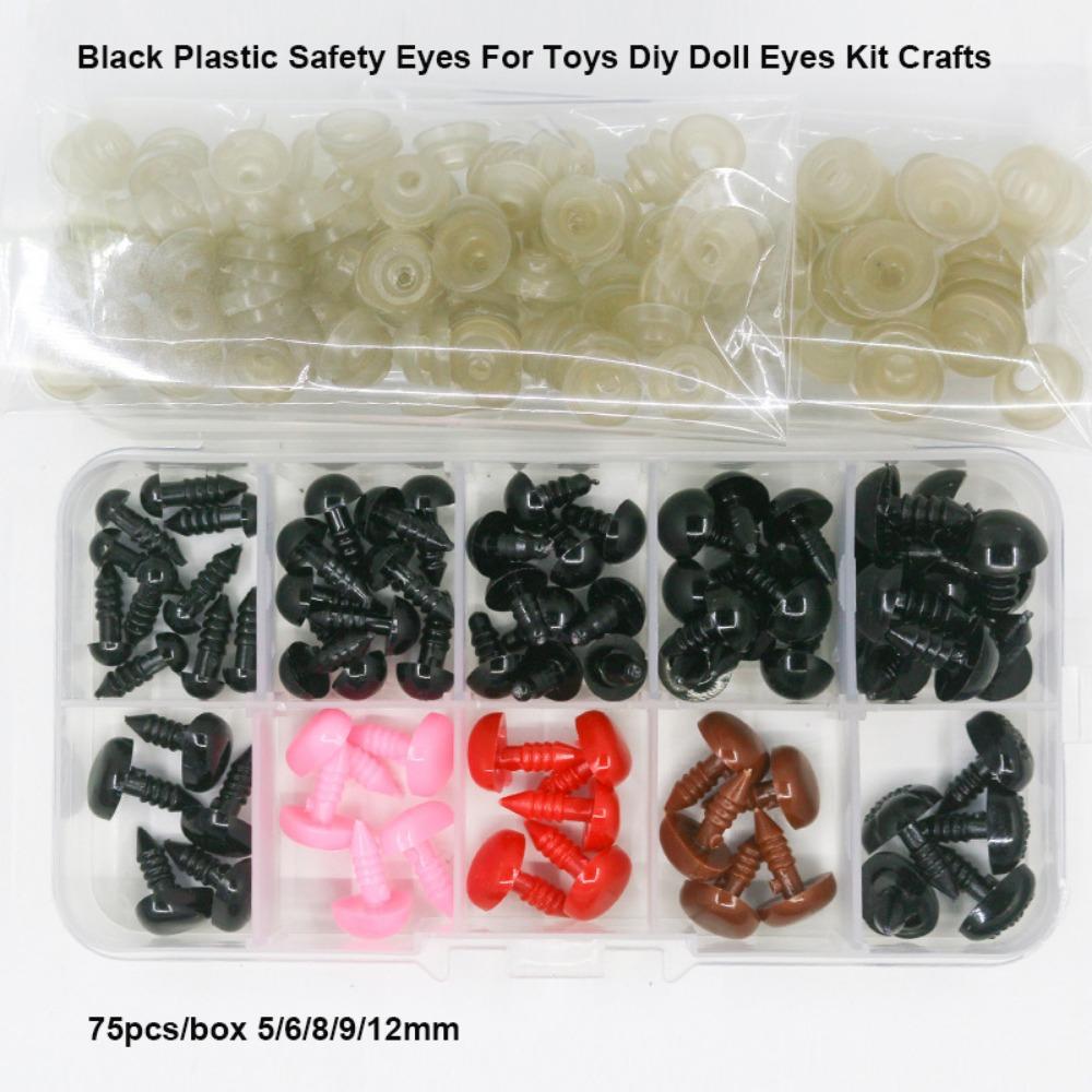 75pcs/box Plastic Safety Eyes Black Brown Screw Eyes New Diy Doll Eyes Kit Crafts  For Toys