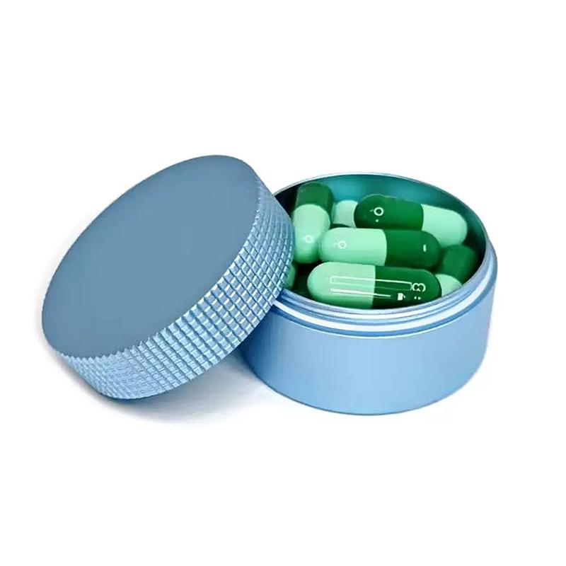 

Metal Round Pill Case Convenient Pill Case Sealed Waterproof Storage Box Pocket Purse Medicine синий