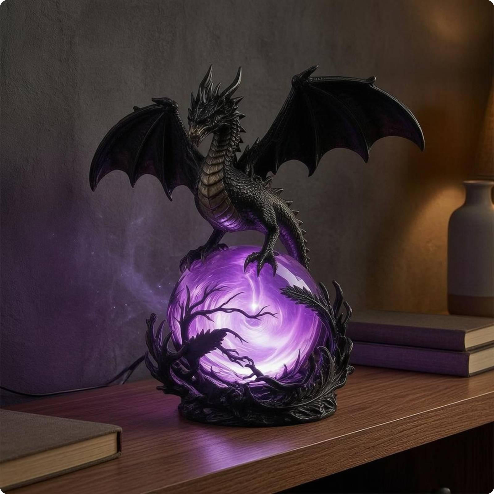 3D Fantasy Creature Lamp Carved Mythical Orb Ball Resin Night Light