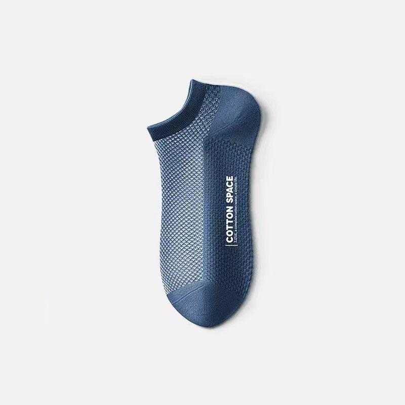 Male Summer Thin Mesh Solid Color Antibacterial Antiodor Sweat Absorption Breathable Invisible Socks