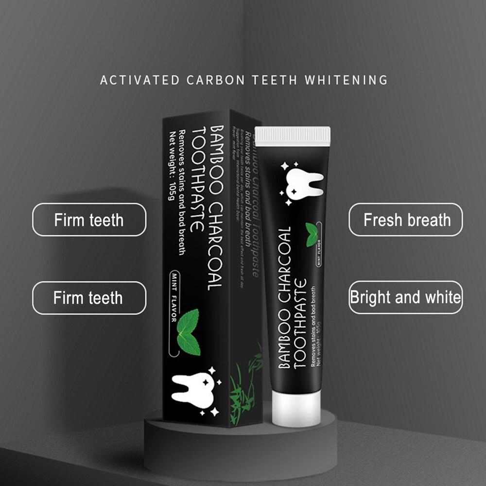 105G Bamboo Charcoal Toothpaste Whitening Remove Stains Bad Breath Tartar Oral Hygiene Cavity Care Fresh Mint Flavor Refreshing