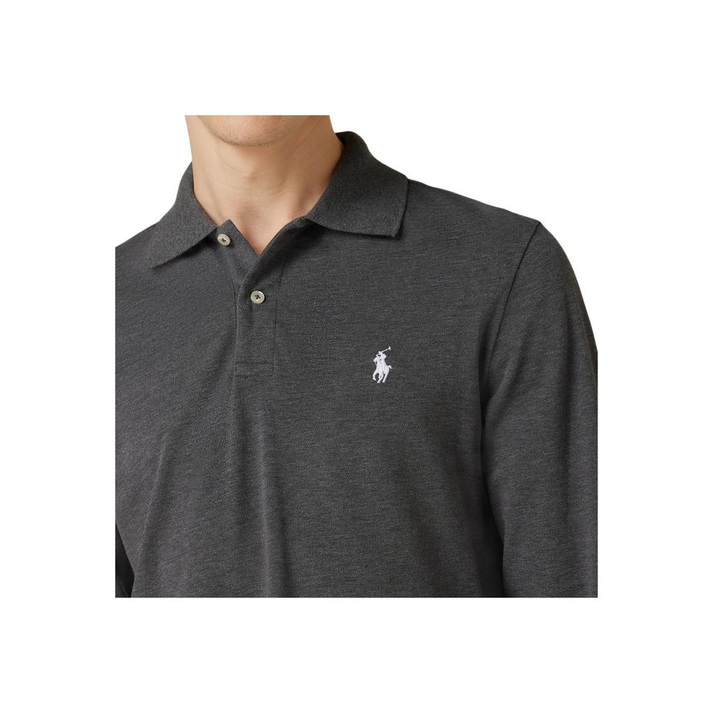 Polo Ralph Lauren Solid Color Long Sleeve Polo Shirt With Embroidered Pony Men Tops Medium-Gray 710680790-040