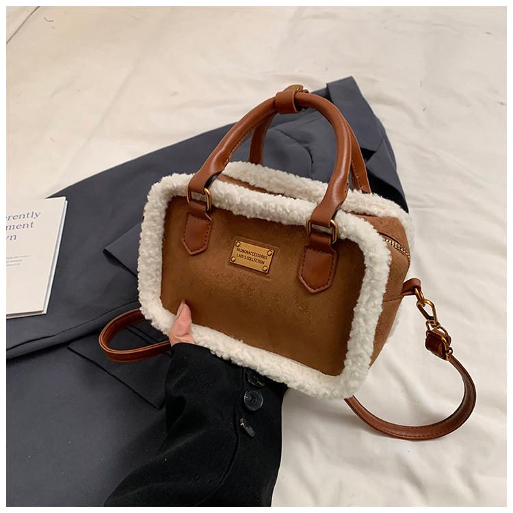Ielgy Fashion Pillow Bag Autumn Winter Plush Portable All-Match One-Shoulder Messenger Bag