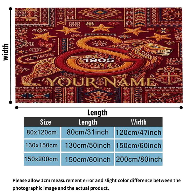 1PC Galatasaray S Custom Name Patterned Flannel Blanket Suitable For All Seasons for Home Decor Warmth and Comfort Gifts Holiday Present