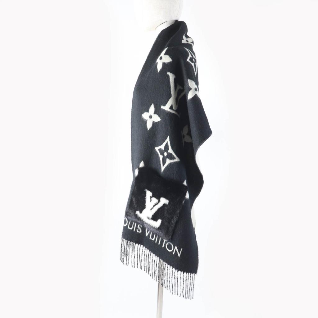 Very Good LOUIS VUITTON Scarf Muffler Cold Reykjavik Mink fur with fringe cashmere Women M74353 Used