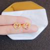Design Sense Gold Double Heart Stud Earrings Trendy Simple Small Earrings Wedding Date Earrings