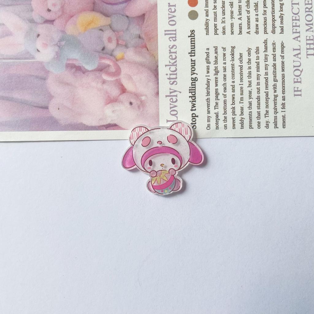 10 Pcs New Acrylic Kawaii Cute Cartoon Characters Bowknot Series Clip Book  Diy Jewelry Party Gift Hairpin Accessories A89