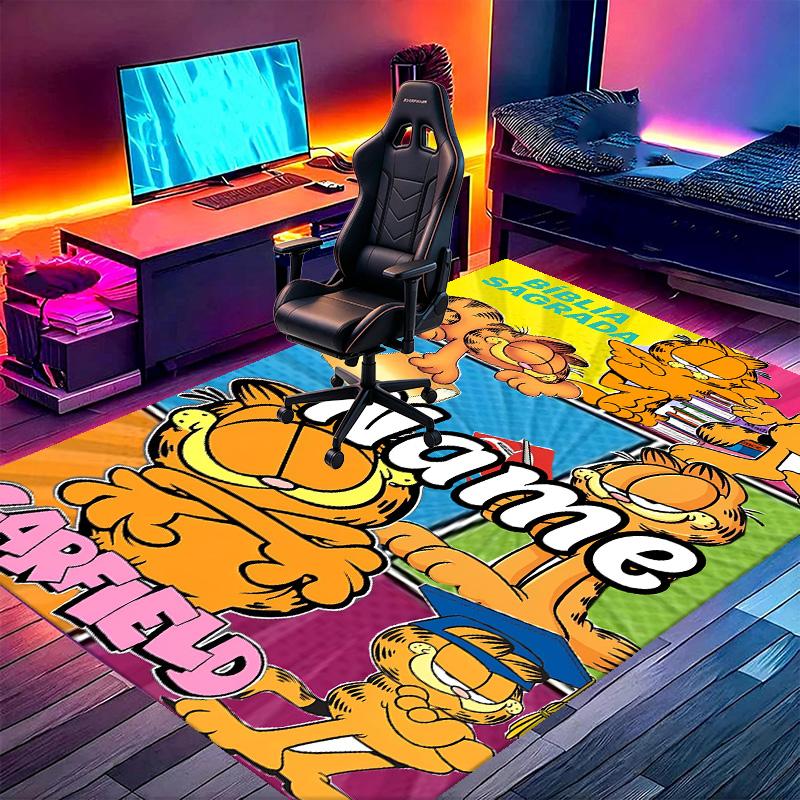 Custom Name Personalized Garfield Print Carpet, Versatile Home Decor Rug, for Playroom, Apartment, Balcony, Entryway, Hallway Gift