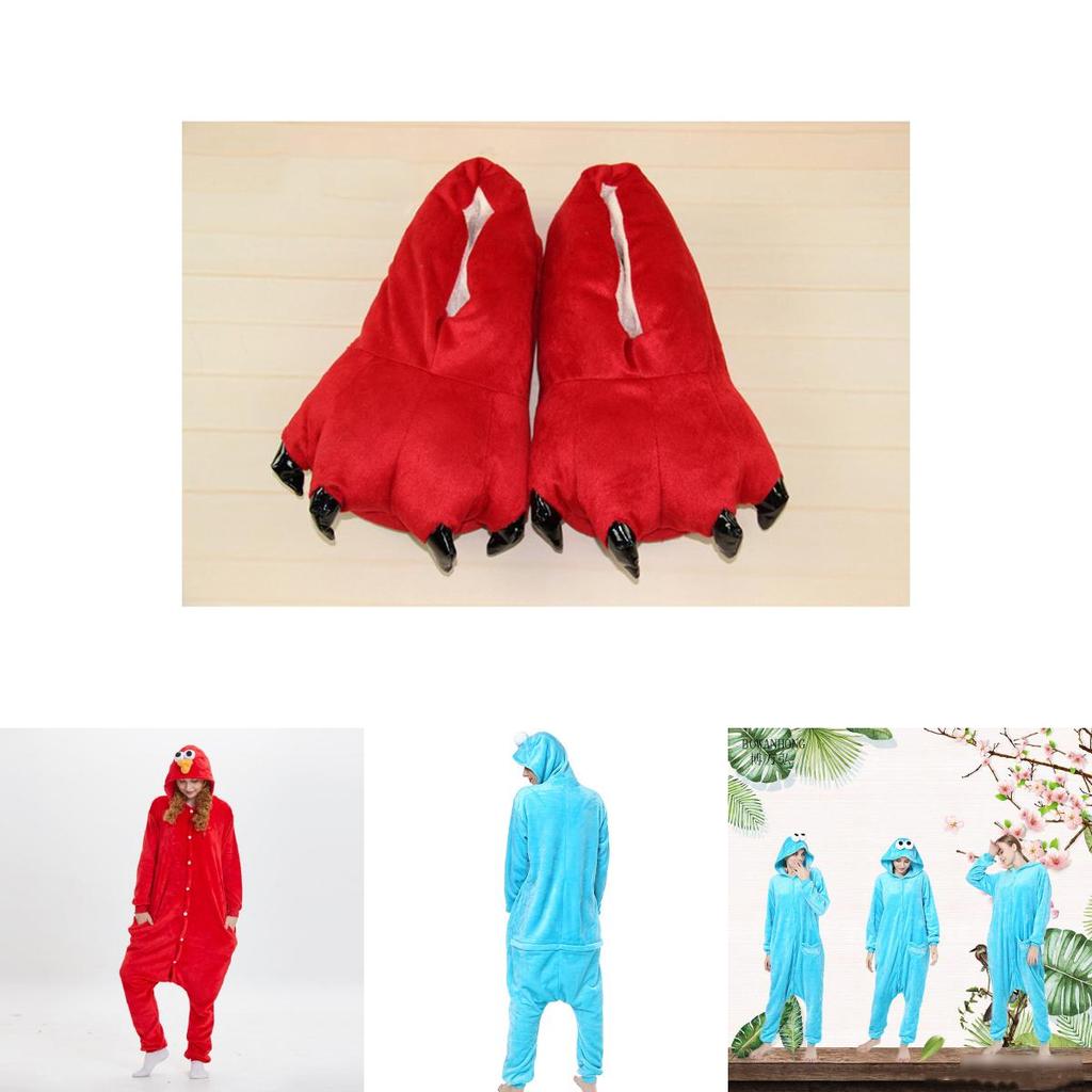 Cozy Adult Sesame Street Elmo Cookie Monster Costume Pajamas For Relaxing Sleepwear