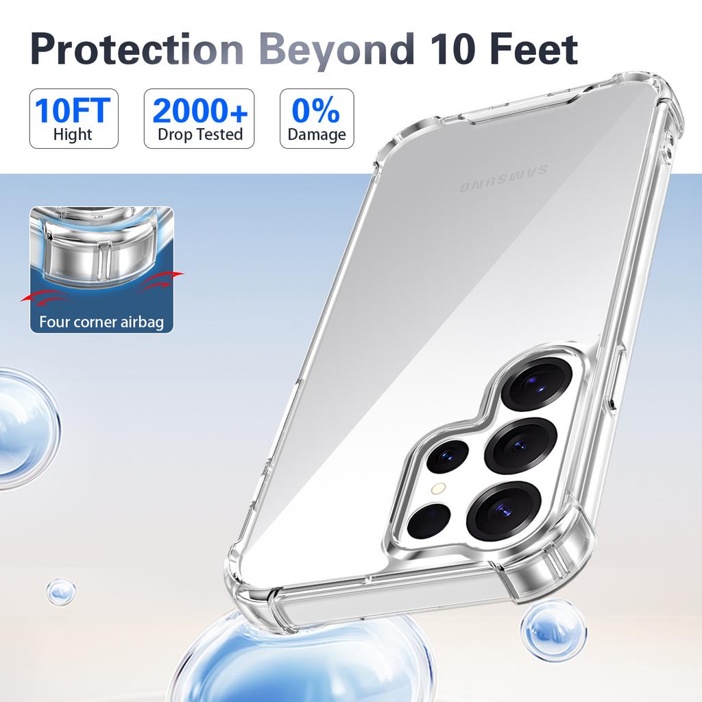 Luxury High Transparent Anti-Shock Case for Samsung Galaxy S25 S24 S23 S22 S21 Ultra Plus S25Edge S24FE S23FE S21FE Bumper Cover