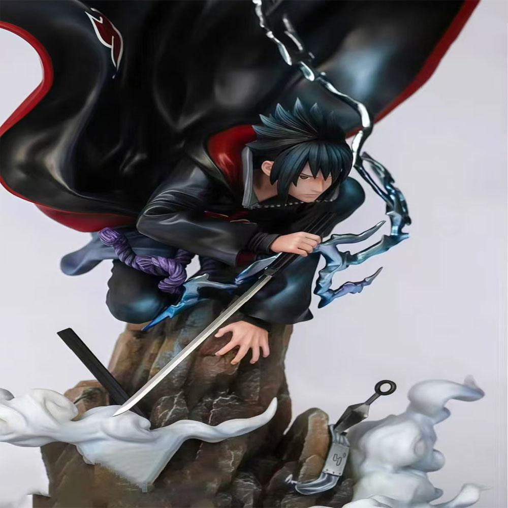 43cm Naruto Anime Figure Akatsuki Sasuke Uchiha Gk Battle Scene Action Figure Model Statues Collections Toys Decoration Gifts