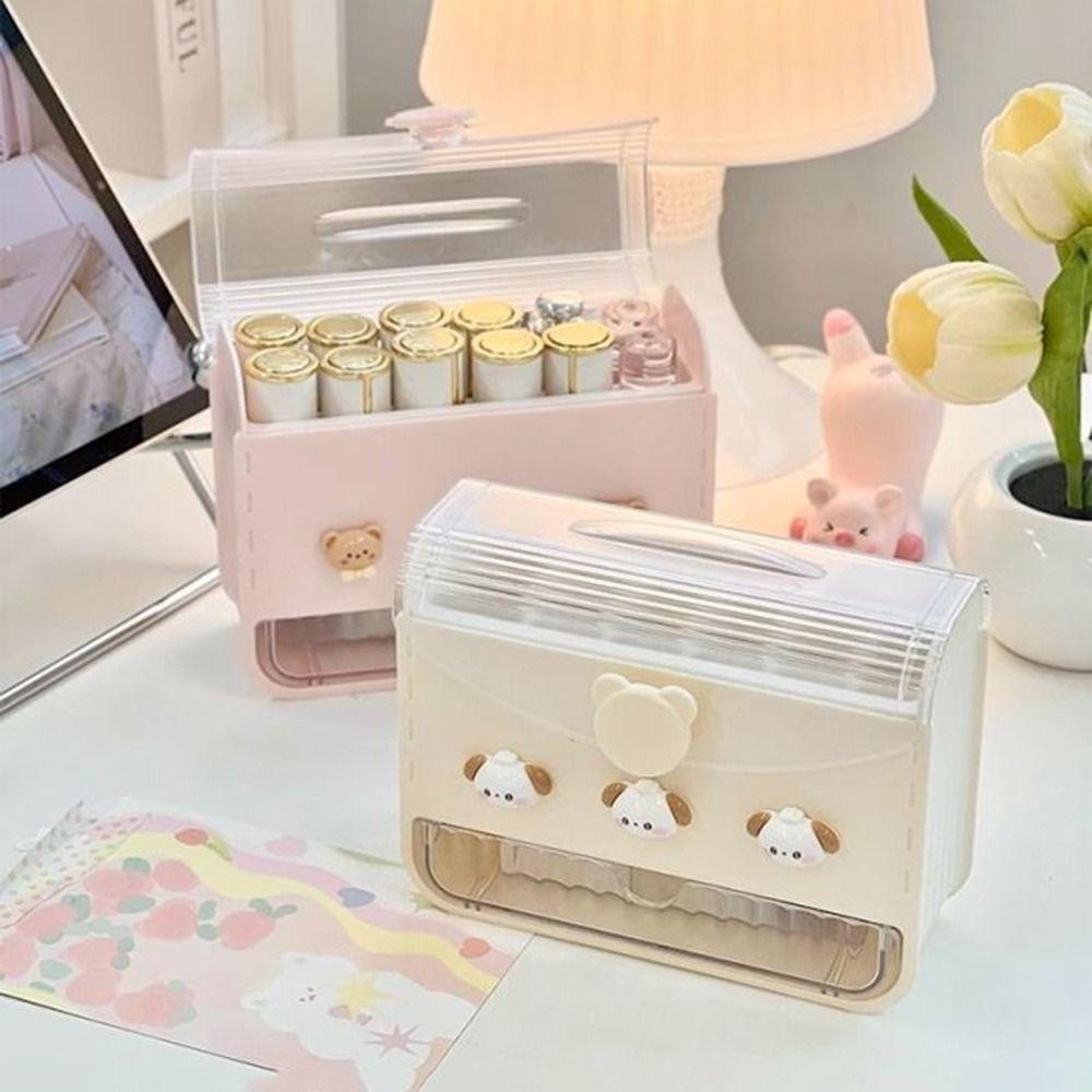 

Пылезащитная подставка для блеска для губ, водонепроницаемый настольный органайзер для косметики синий