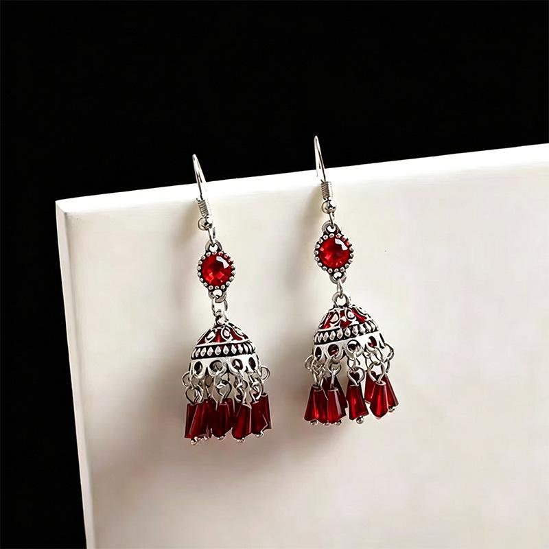 New Chinese Retro Ethnic Tassel Earrings Long Colorful National Temperament Unique Niche Ear Jewelry красный