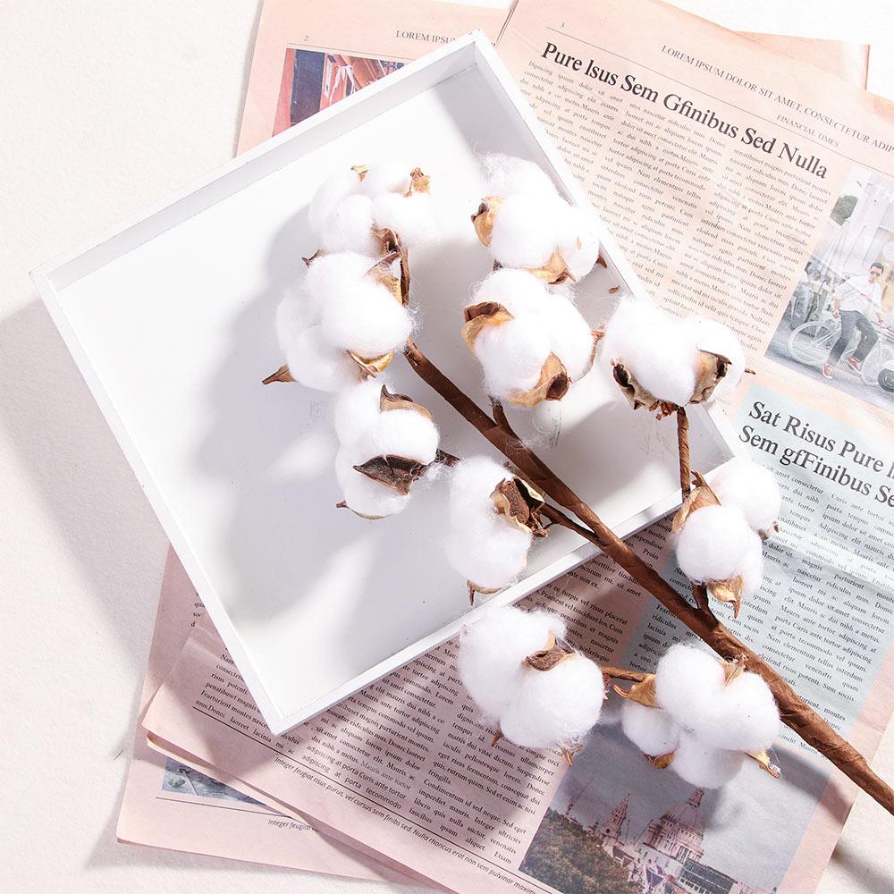 Handmade Fake Flower Home Decor Cotton Stem Dried Cotton Flower Floral Branch Artificial Plants
