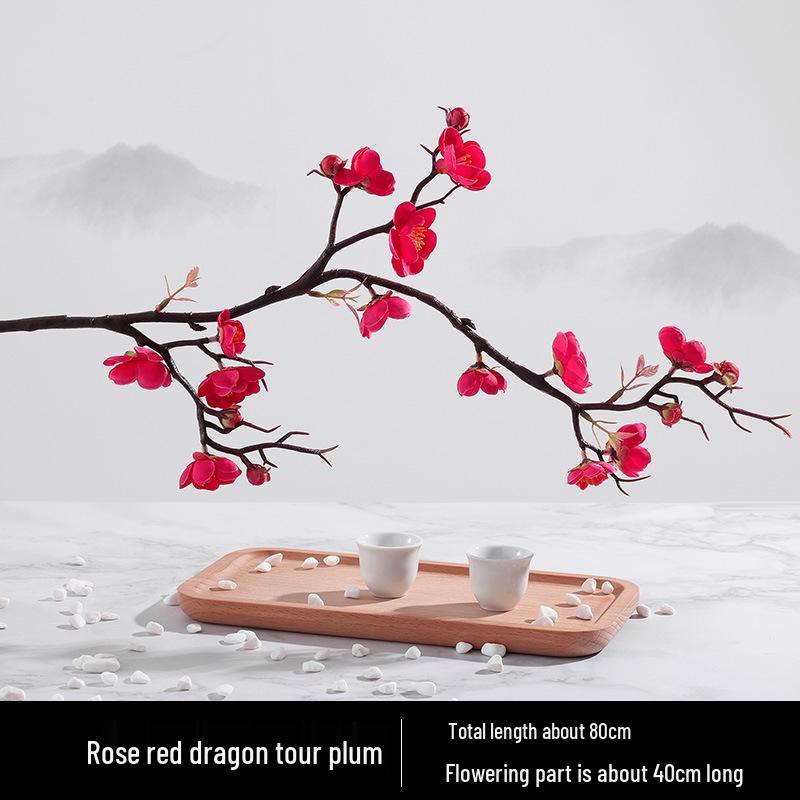 Wintersweet Bonsai Arrangement: Artificial Plum & Peach Blossom Branches for Indoor Living Room Decor