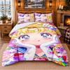Literie Motif Sailor Moon Ensemble 3 Pièces Drap de Lit et Taies d'Oreiller Pour Chambre Intérieure