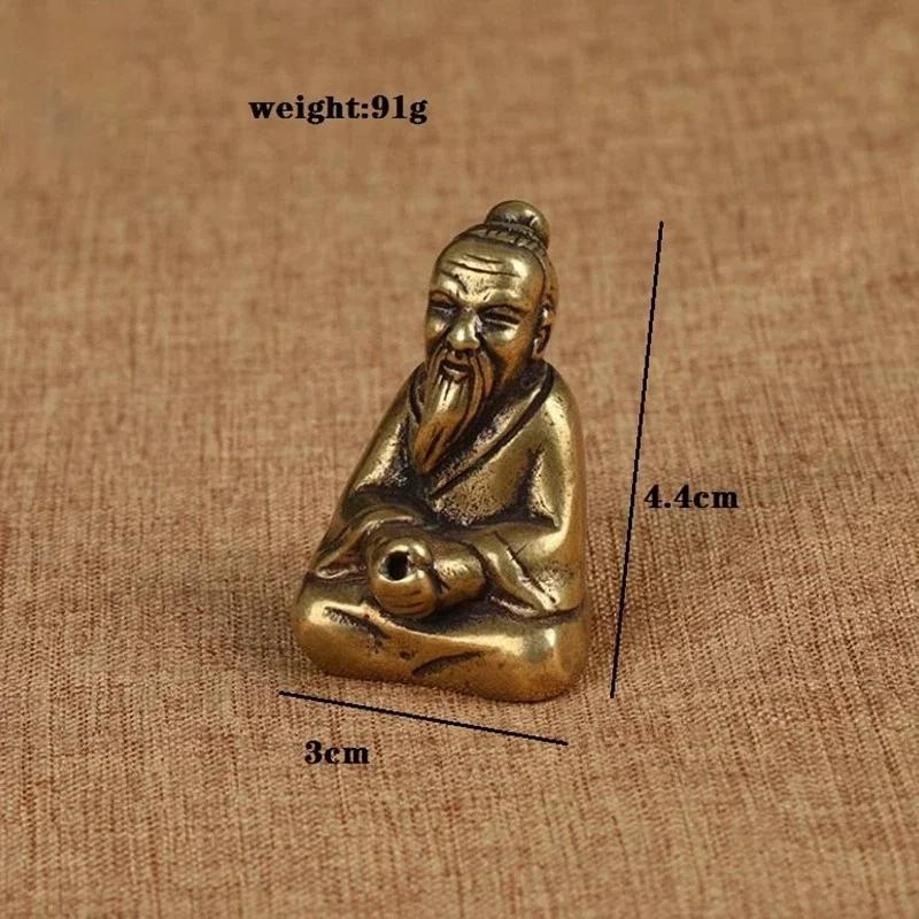 Antique Bronze Taoism Lao-Tse LaoZi Soothe The Nerves Statue Pure Copper Buddha Figurines Ornaments Incense Burner Home Decor