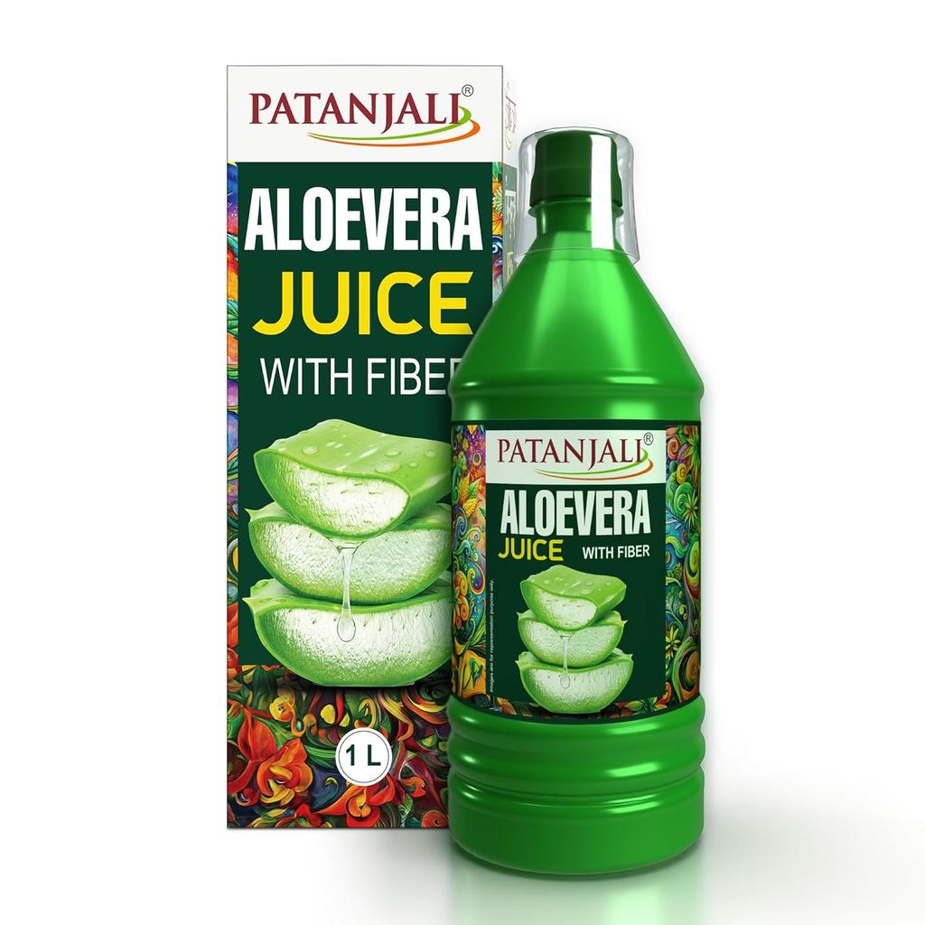 Patanjali Aloe Vera Juice With Fiber 1 L Natural Digestive Wellness Drink For Skin Glow Hair Care And Daily Nutrition Support