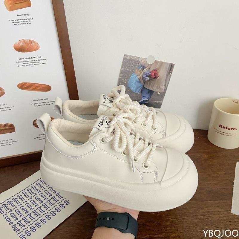 Fashion Thick soled big head white shoes for women spring design versatile simple comfortable, student casual round toe board shoes