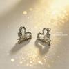 Korean Zirconia Heart Stud Earrings: Light Luxury, Fashionable, Versatile.