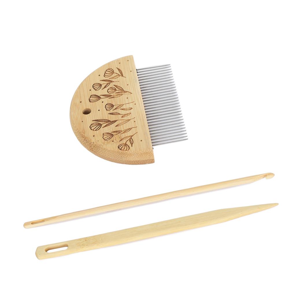 Weaving Loom Comb Professional Wooden Loom Comb Big Eye Needle 4mm Crochet Needle Set for Making