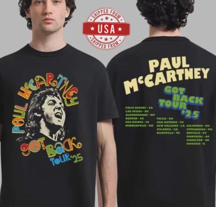 Pa.ul Mc.Cartney Got Back Tour 2025 Merch Peace With City Stops Two Sided T-Shir S