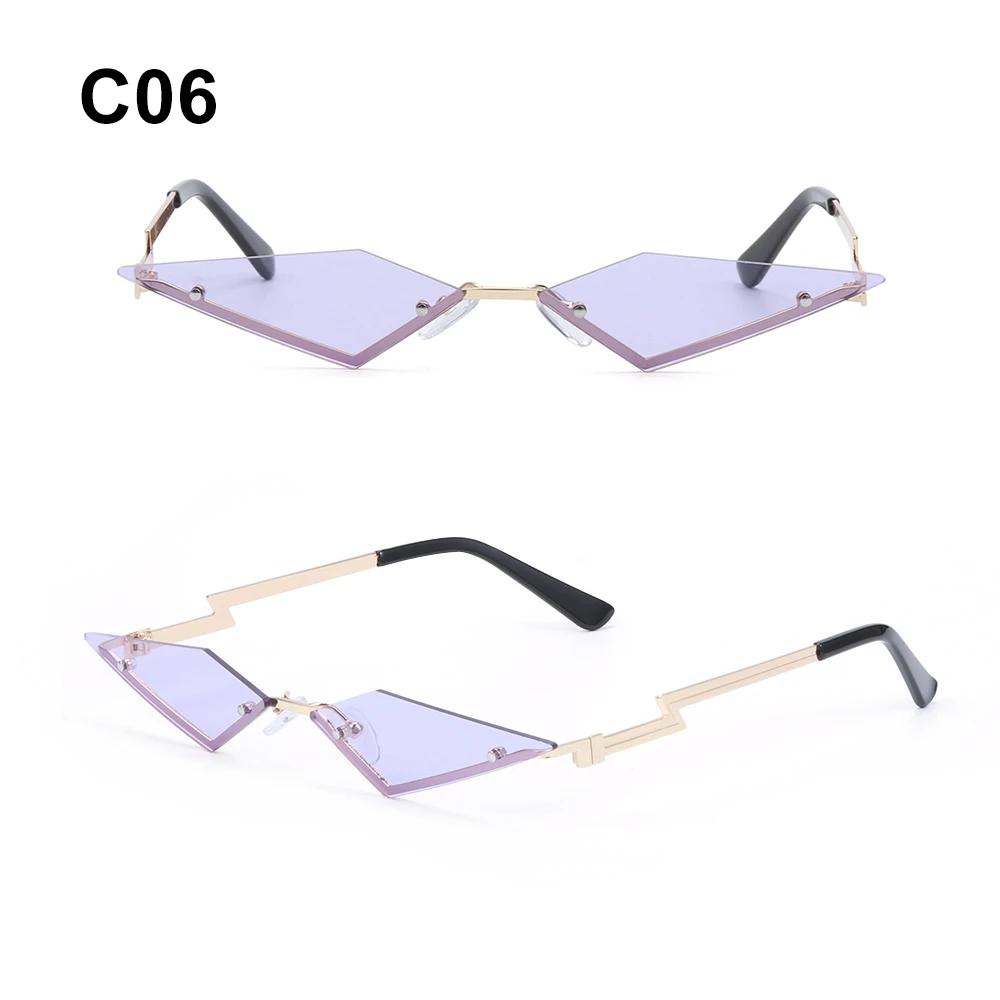 1PC Fashion Rimless Sunglasses Women Men Diamond Shape True Film Sun Glasses UV400 Trending Vintage Streetwear Narrow Eyewear