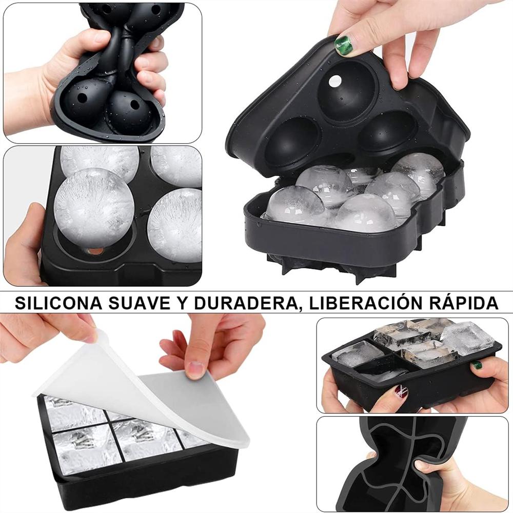 Ice Cube Trays Silicone,Ball Maker Mold, Whiskey Round Sphere Mold - Square Large for Cocktails & Bourbon Easy Release BPA Free