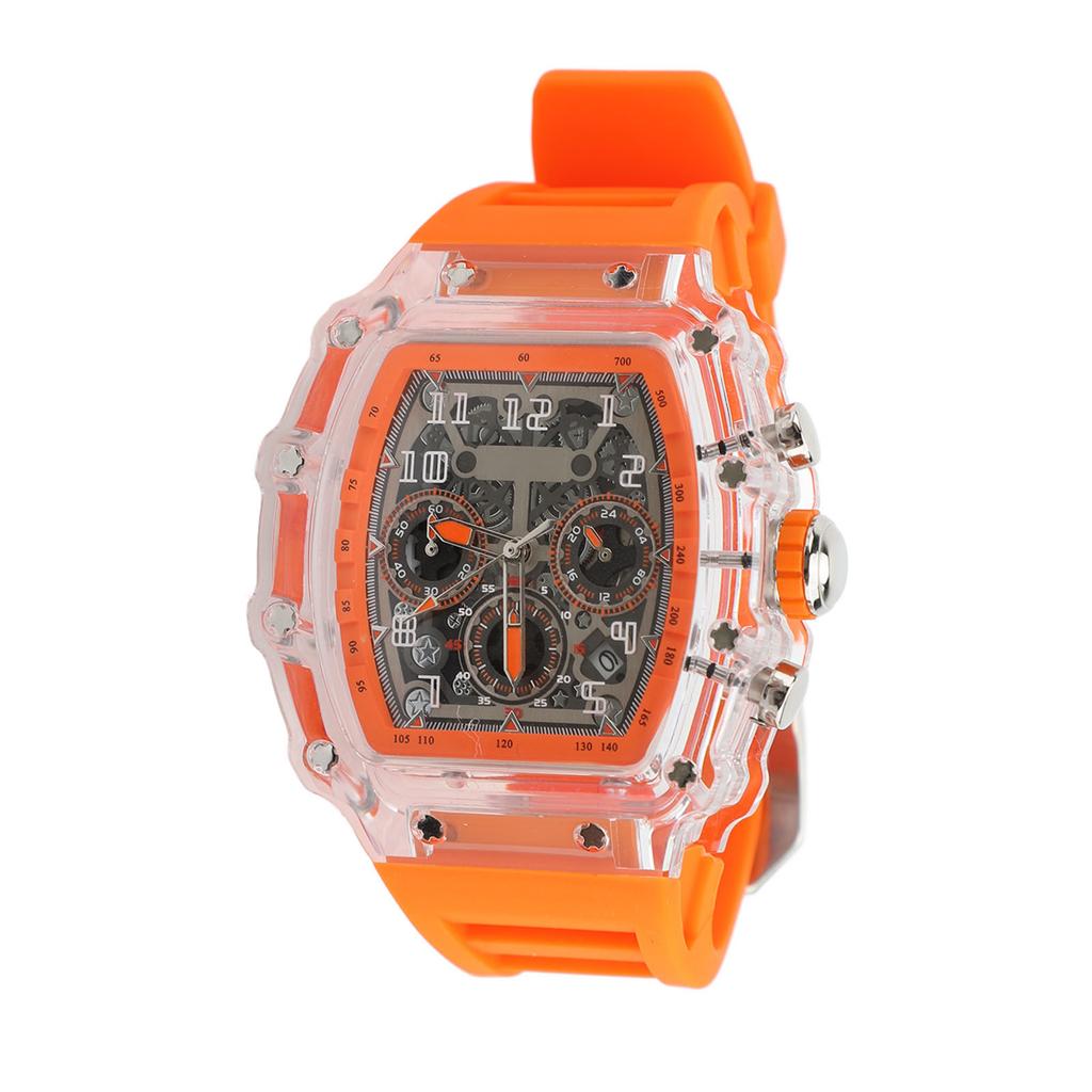 Transparent Case Business Watch Water Proof 50M Luminous Casual Cool Large Dial Silicone Strap Fashion Hollowed Watch