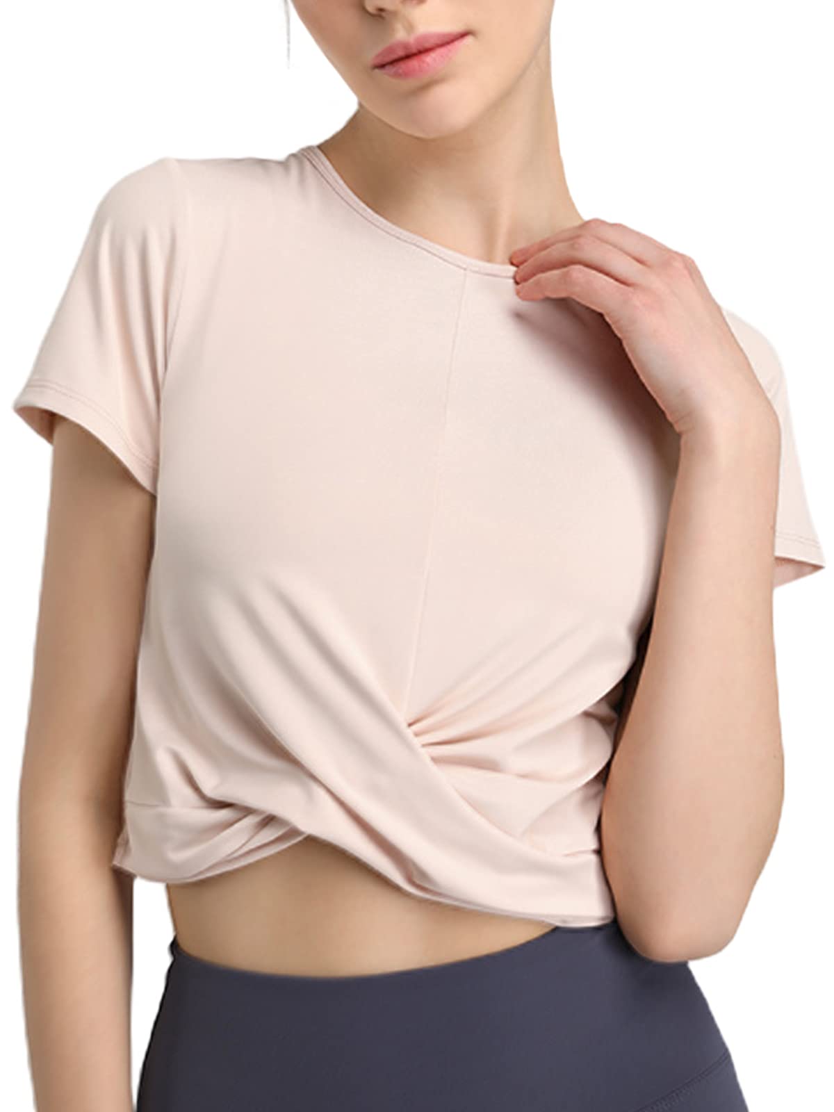 

VeroMan Short Sleeve Cropped Yoga Size Women s T-Shirt (Pink, M) розовый