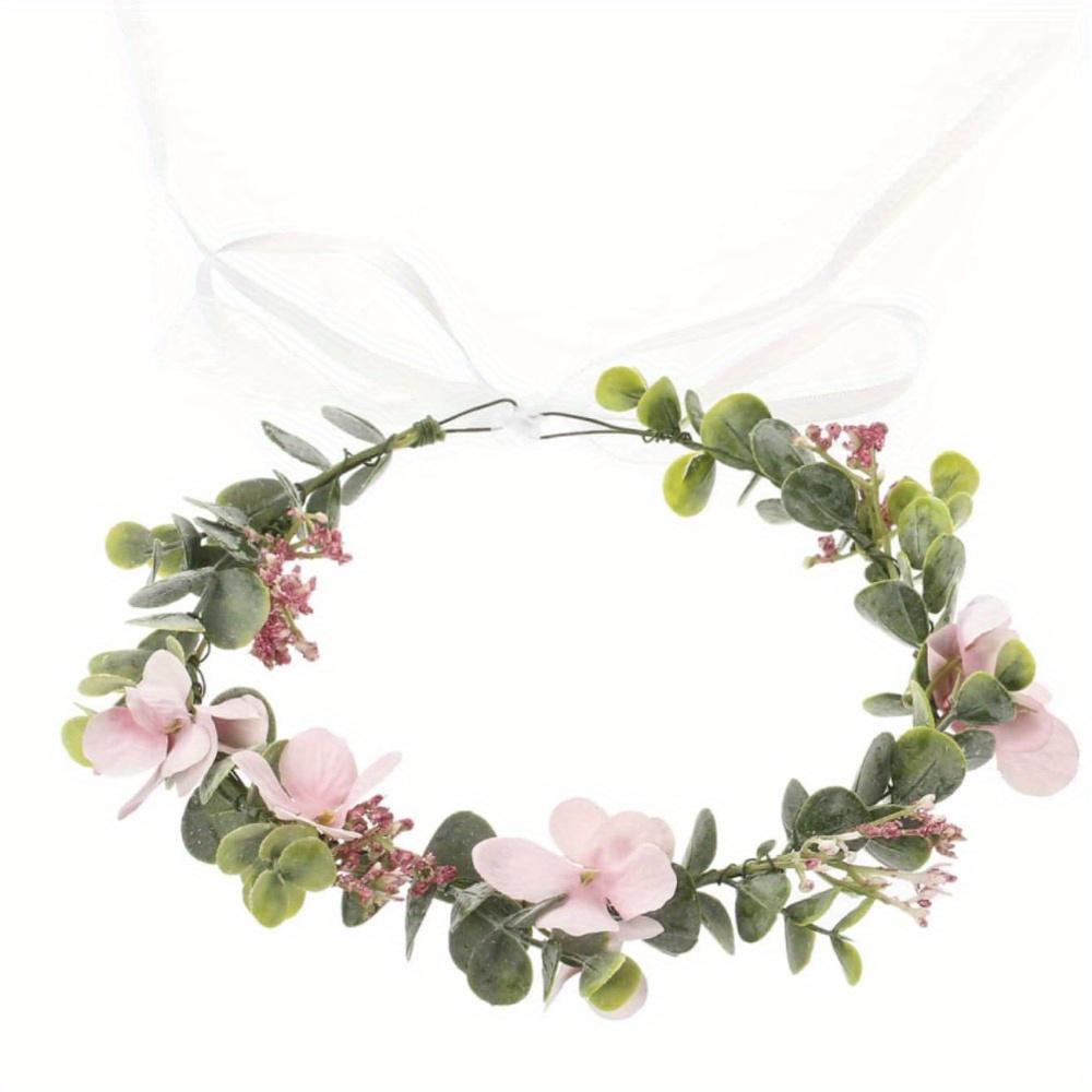 2 Pcs Bridal Green Leaf Crown Bohemian Headpiece Floral Headband Photo Prop Wedding Bridal Flower Girl Halo Maternity Photo Props