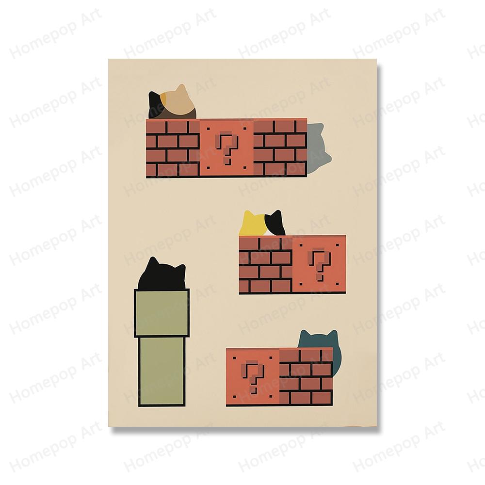 

Минималистичные животные, кошки, настенное искусство, холст, картины, скандинавские постеры и принты, забавные игровые картинки для гостиной, украшения дома 21x30cm No Framed красный